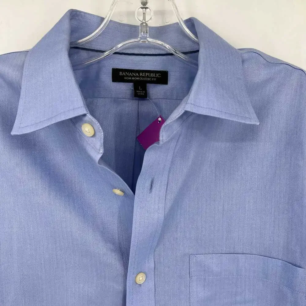 Banana Republic Blue Cotton Long Sleeve Button-Up Shirt | Size L